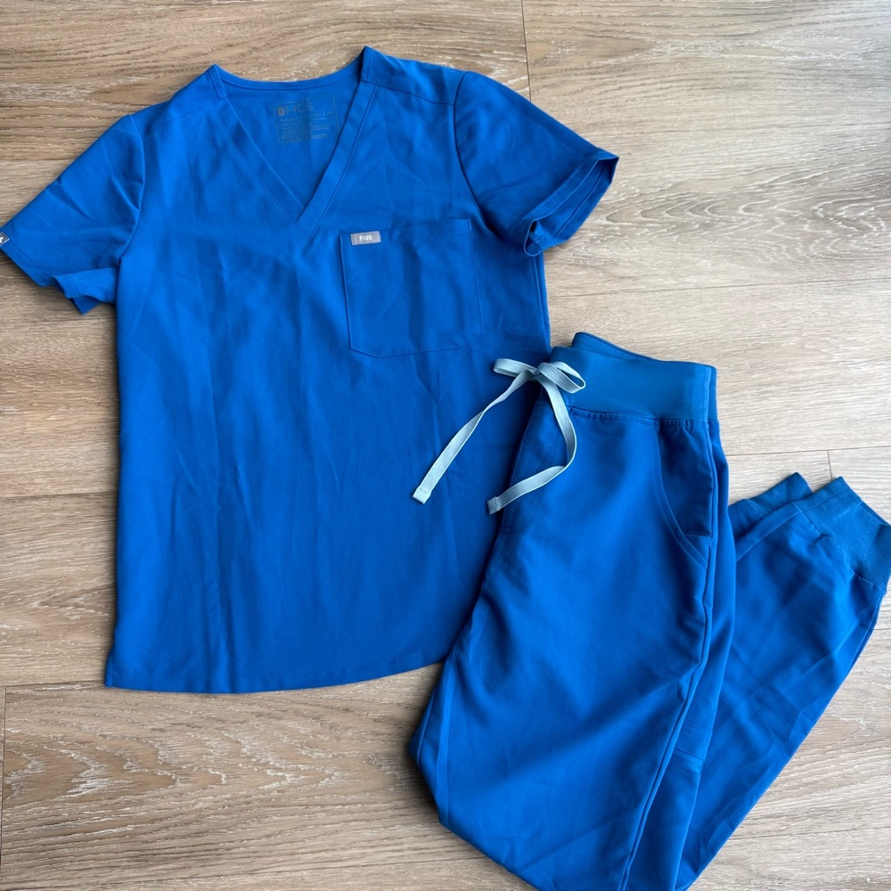 Figs Royal Blue Scrub Set